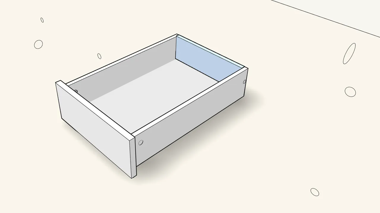 Step 3: Turn the drawer upright, slide in the bottom, then fit the back. — IKEA MICKE assembly