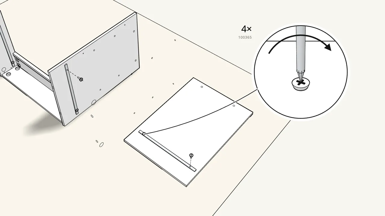 Step 12: Screw the cabinet runners onto both cabinet sides. — IKEA MICKE assembly