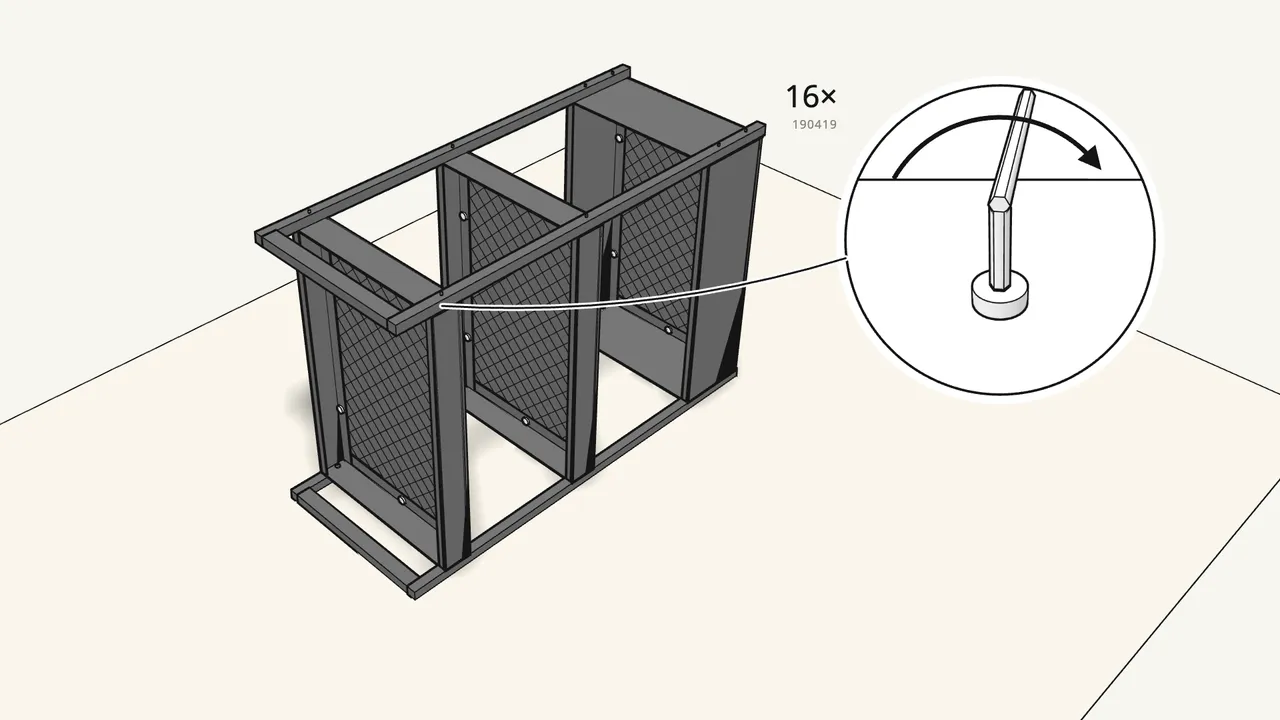 Step 10: Now tighten all 16 bolts with the Allen key. — IKEA NISSAFORS assembly