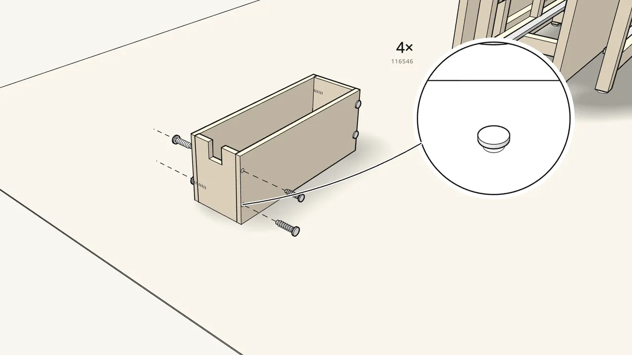 Step 12: Slide in the bottom, fit the front and hammer in 4 more. — IKEA NORDEN assembly