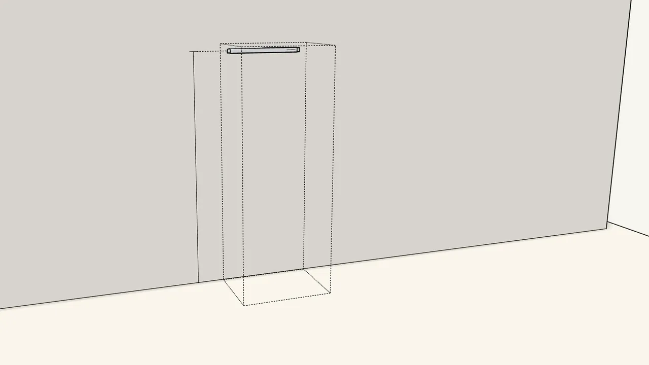 Step 2: Hold the rail on the wall where the frame will stand. — IKEA PAX assembly