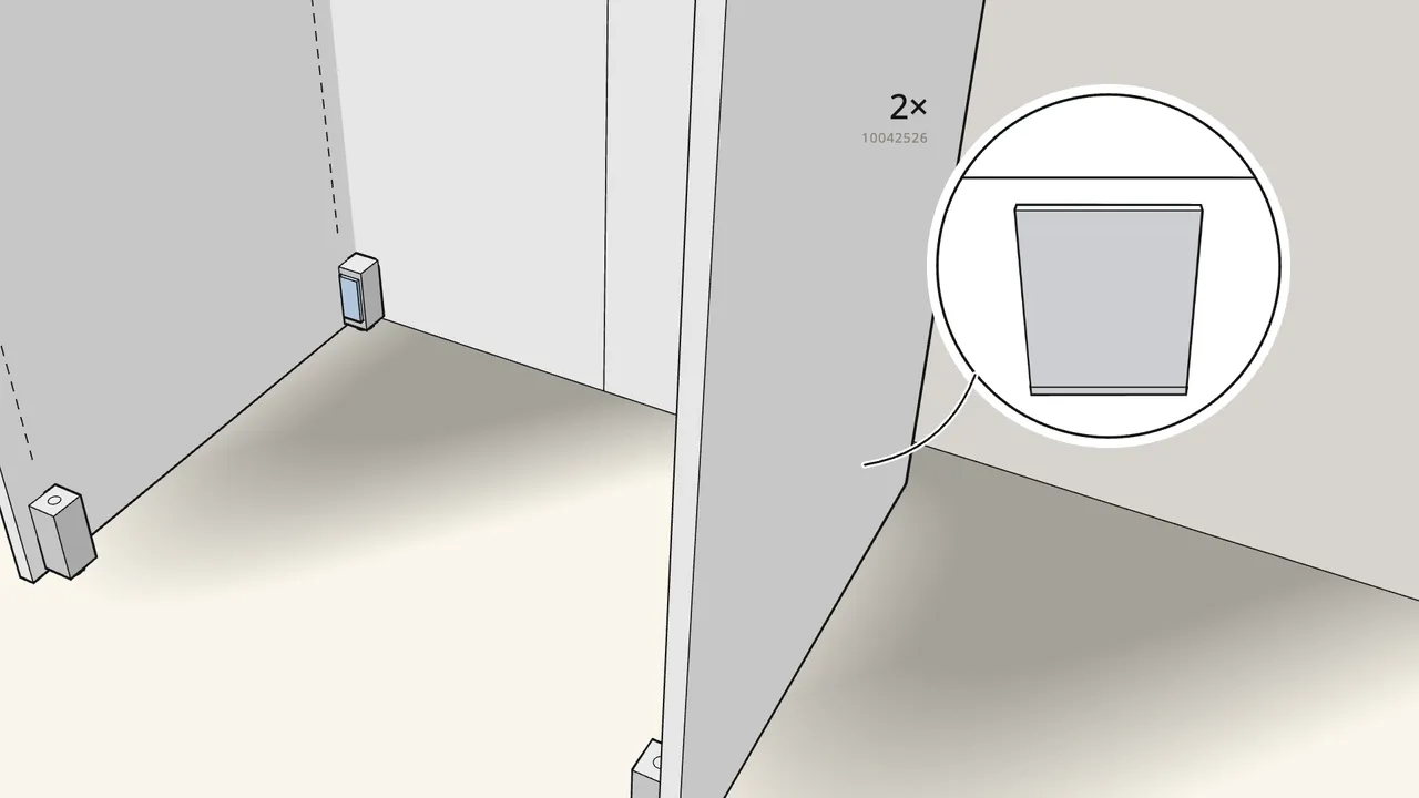 Step 10: Press 2 clips (10042526) onto the rear feet. — IKEA PAX assembly
