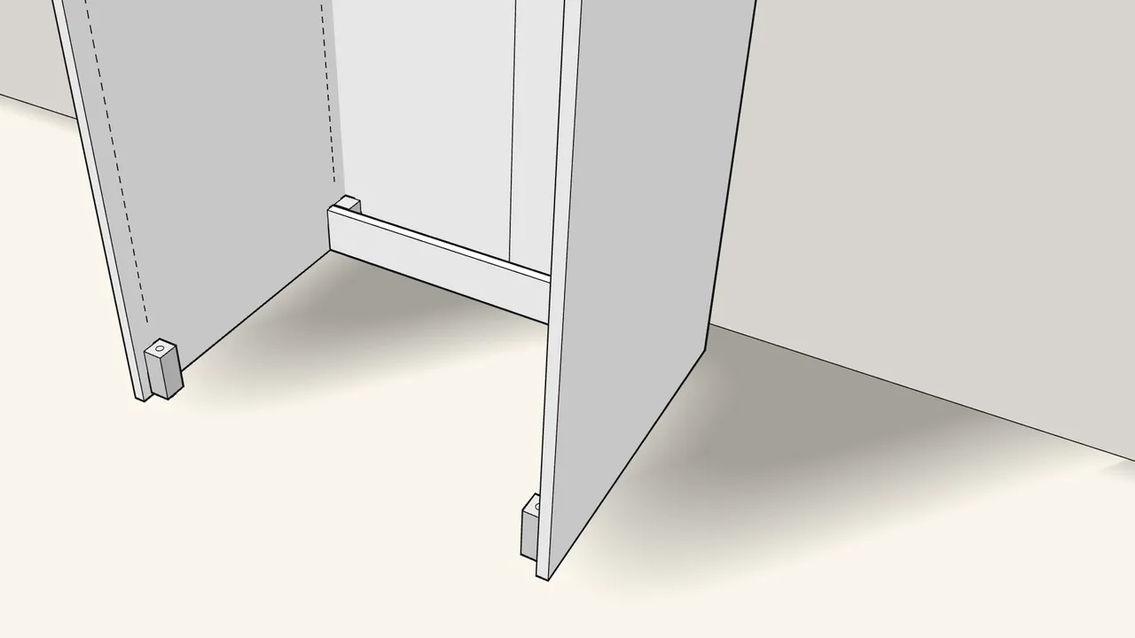 Step 11: Drop the rear plinth into the clips. — IKEA PAX assembly
