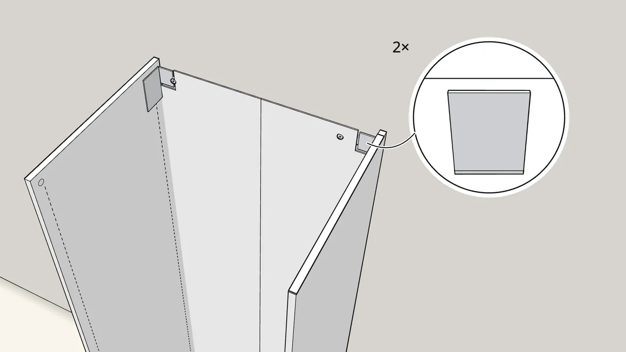 Step 17: Push the frame back so both fittings hook onto the wall rail. — IKEA PAX assembly