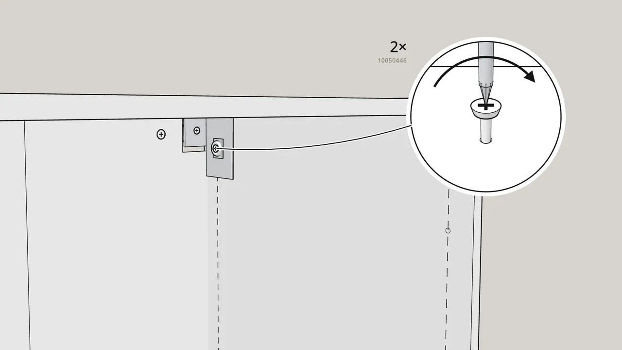 Step 22: Turn the 2 star wheels, flip up the 2 front clips and tighten the 2 screws again. — IKEA PAX assembly