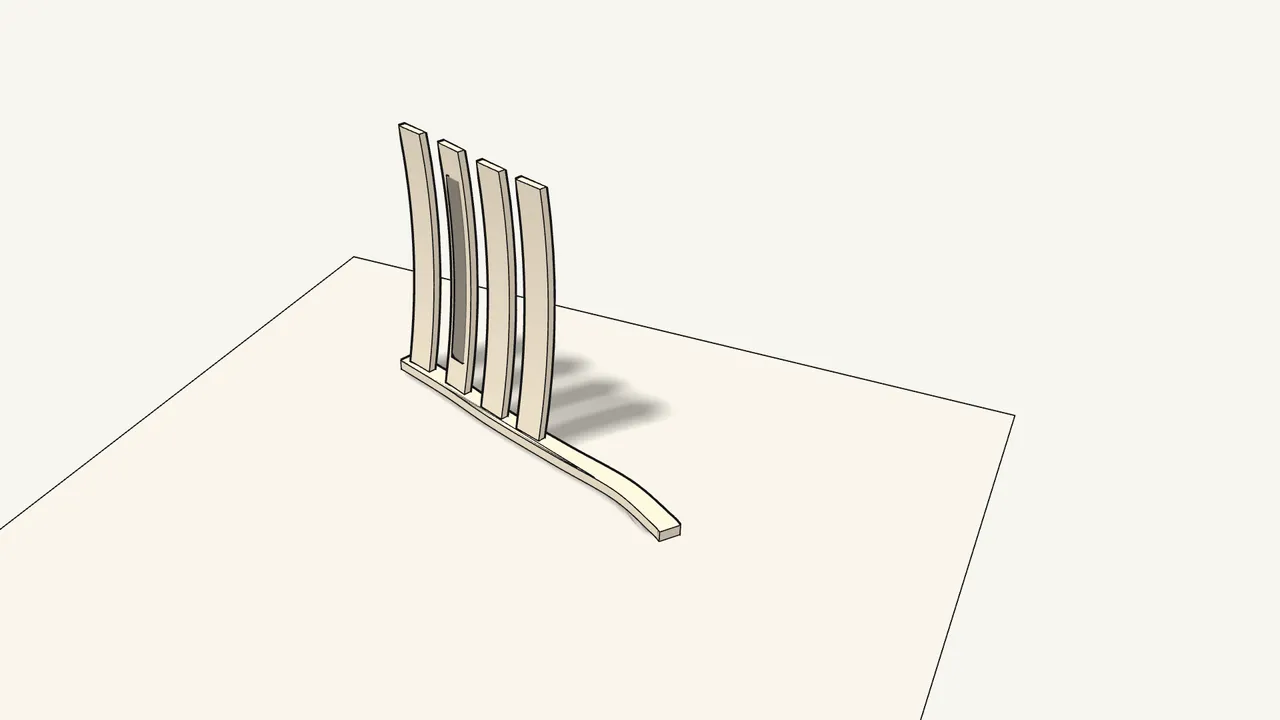 Step 1: Push the 4 back slats into one of the curved back rails. — IKEA POÄNG assembly
