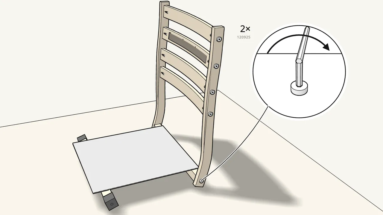 Step 6: Fix the seat with 2 bolts (120925) — one each side. — IKEA POÄNG assembly