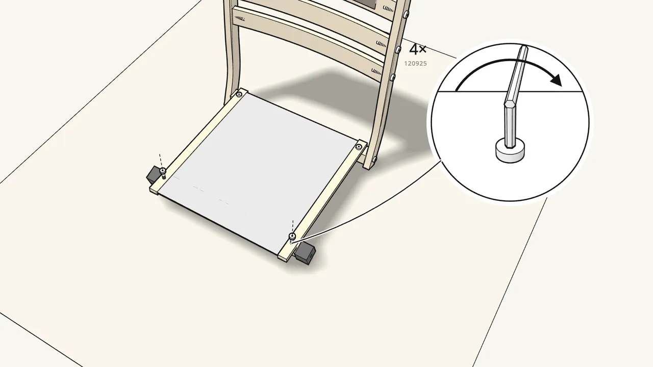 Step 8: Fix the seat bars with 4 bolts (120925). — IKEA POÄNG assembly