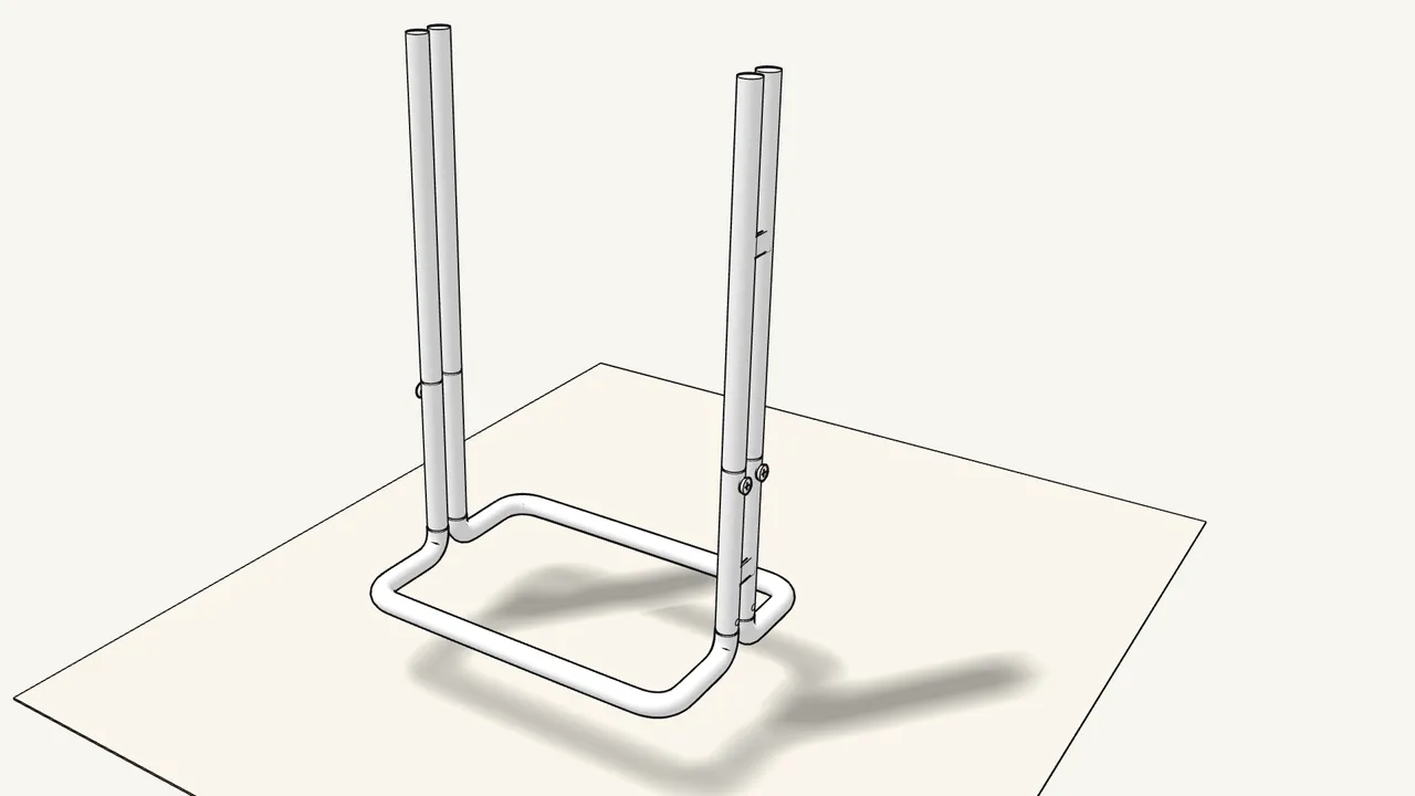 Step 3: Place both uprights onto the base frame. — IKEA RÅSKOG assembly