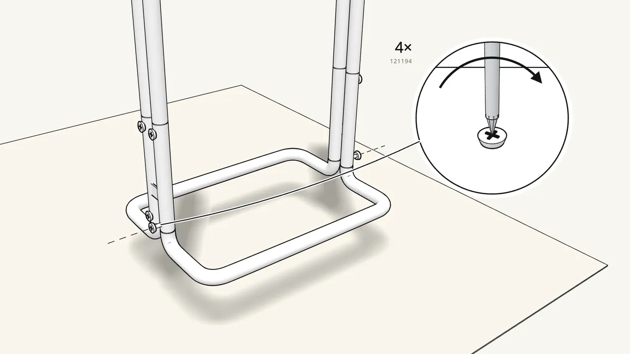 Step 4: Fix them with 2 screws each (121194). — IKEA RÅSKOG assembly