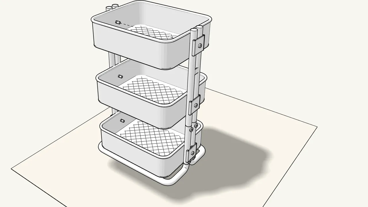 Step 7: Fit the top tray at mark 3. — IKEA RÅSKOG assembly
