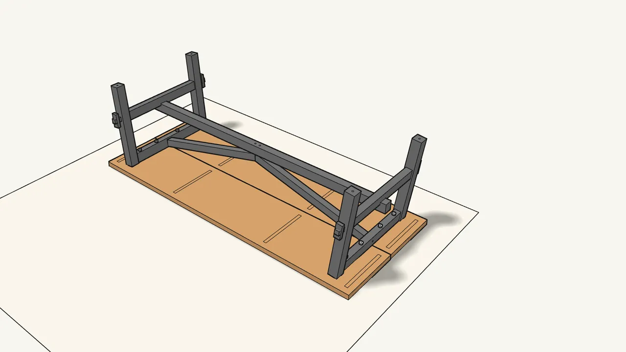 Step 15: Fit the brace between the stretcher and the top rails. — IKEA SKOGSTA assembly