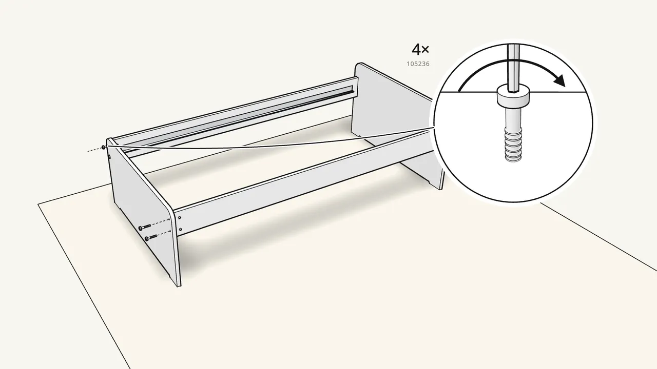 Step 5: Fit the footboard the same way. — IKEA SLÄKT assembly