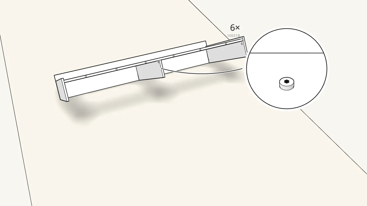 Step 11: Push in 3 dowels (101345). Fix the back panel with 6 screws (100218). — IKEA SLÄKT assembly