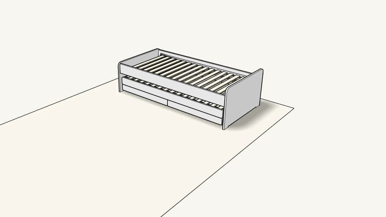 Step 26: Push the pull-out bed under the bed frame. — IKEA SLÄKT assembly