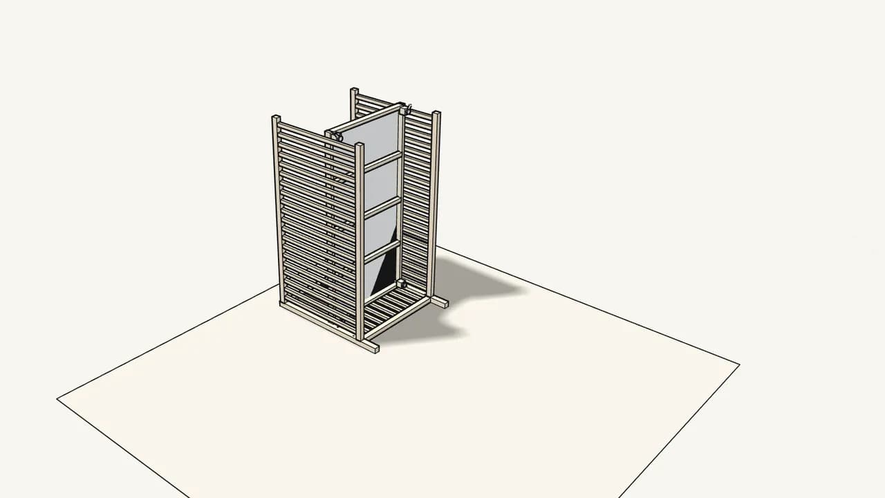 Step 6: Lower the base in: its 2 arms go into the holes in the legs. — IKEA SNIGLAR assembly