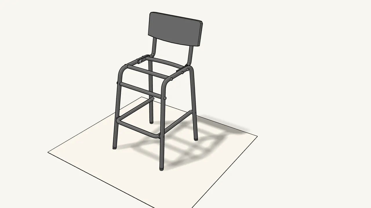 Step 10: Hold the footrest between the legs. — IKEA STIG assembly