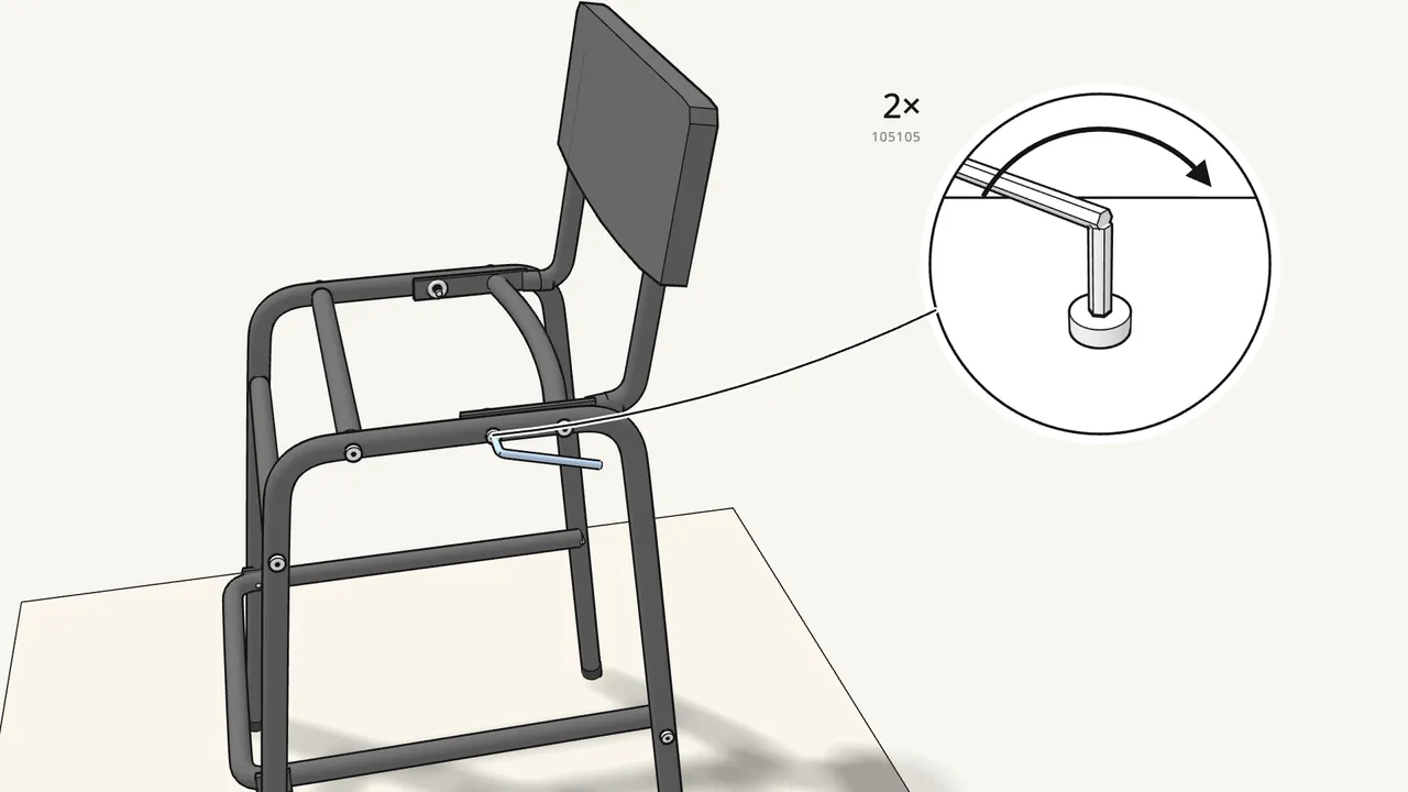 Step 13: Tighten the 2 bolts 105105 with the Allen key. — IKEA STIG assembly