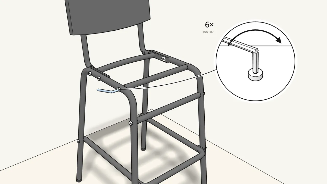 Step 14: Tighten all 6 bolts 105107 with the Allen key. — IKEA STIG assembly