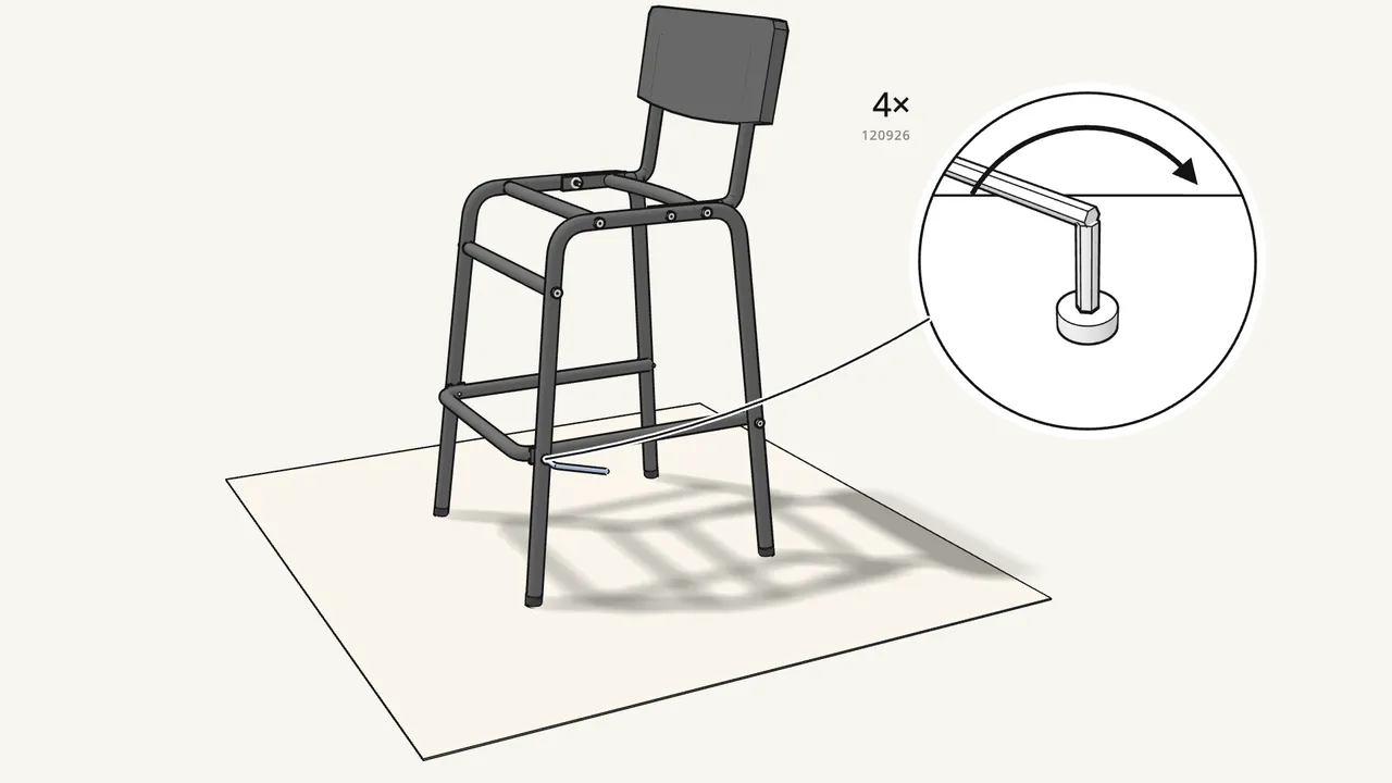 Step 15: Tighten the 4 footrest bolts with the Allen key. — IKEA STIG assembly