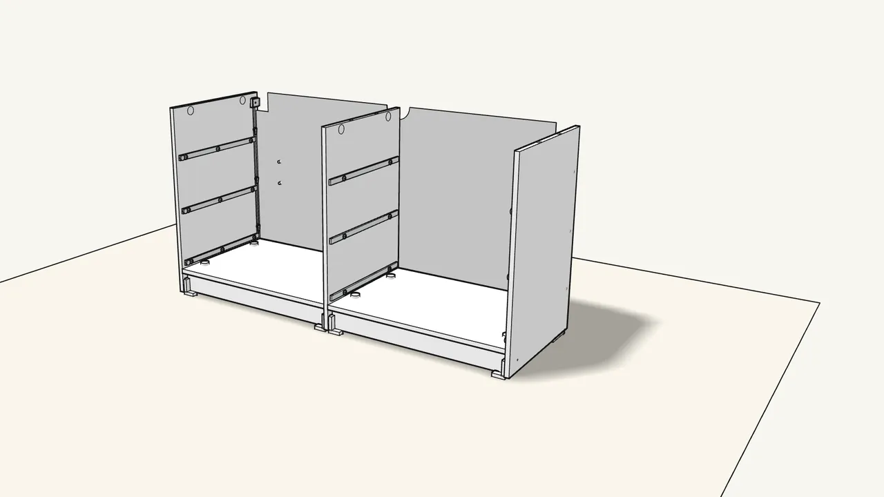Step 11: With two people, turn the unit upright. — IKEA STORKLINTA assembly