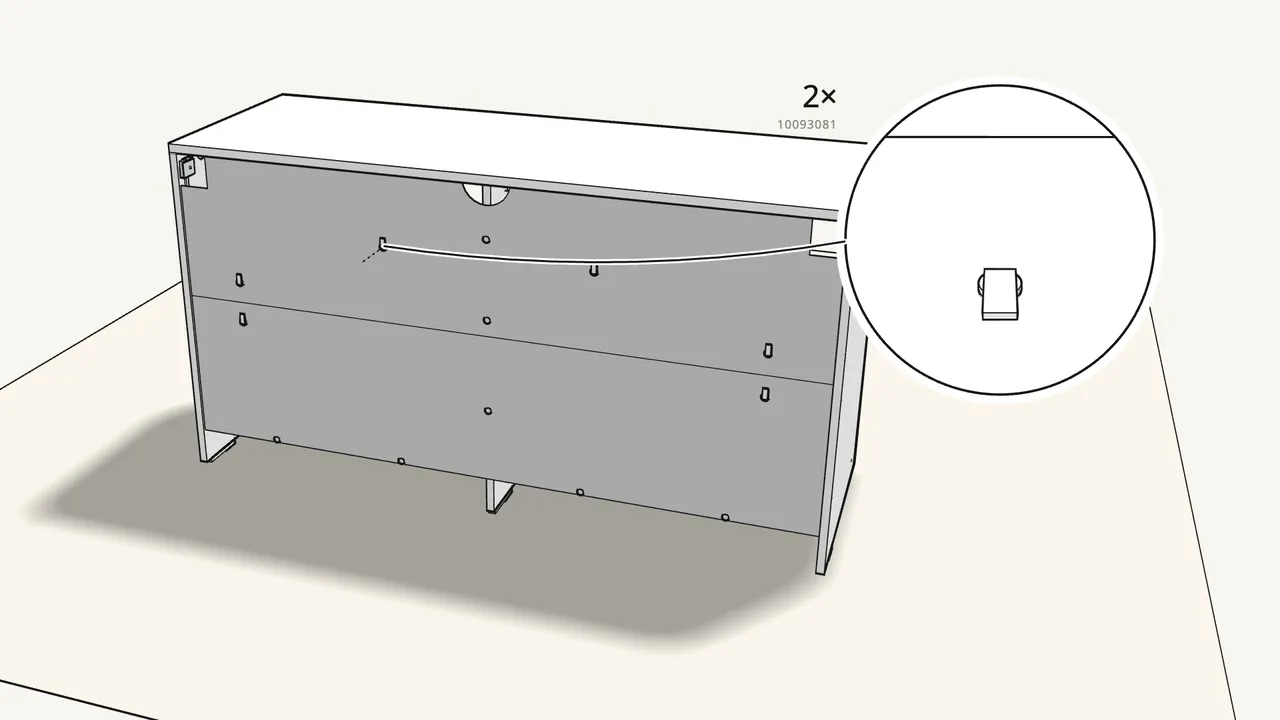 Step 15: Fit the last 2 clips to the back panel. — IKEA STORKLINTA assembly