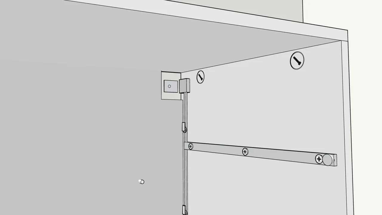 Step 16: Wall fixing: swing out the 2 anchor fittings. — IKEA STORKLINTA assembly