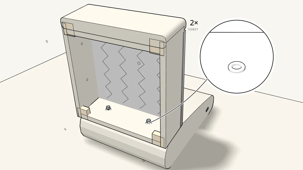 Step 3: Fit a washer (100837) and a nut (100712) on each stud. — IKEA STRANDMON assembly