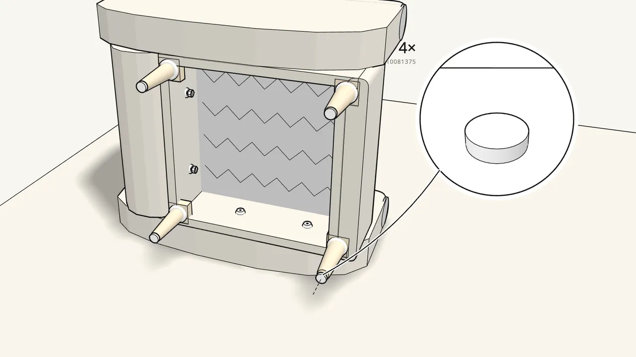 Step 18: Press a felt pad (10081375) under each of the 4 legs. — IKEA STRANDMON assembly