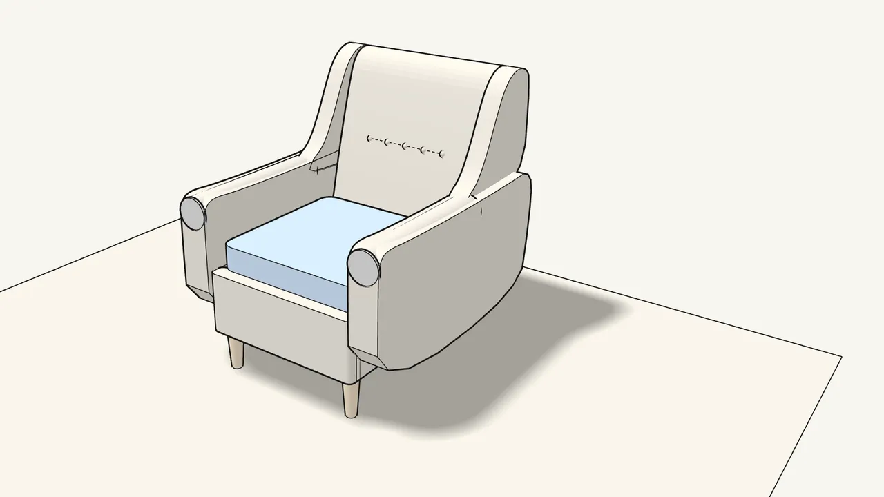 Step 19: Stand the chair up and push the seat cushion into place. — IKEA STRANDMON assembly
