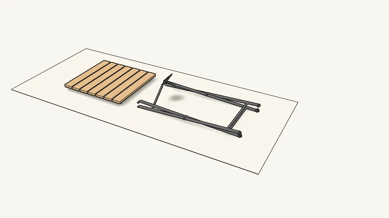 Step 1: In the box: the slatted tabletop and the folded legs. — IKEA TÄRNÖ assembly