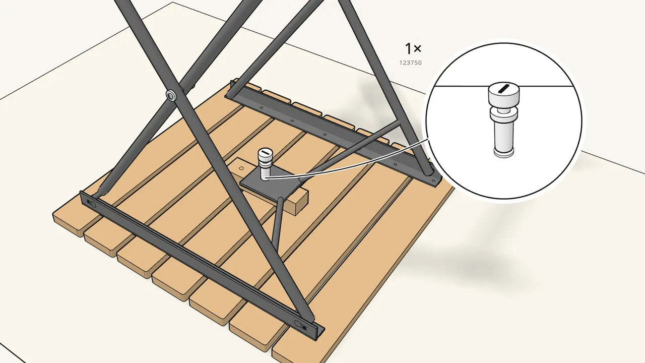 Step 7: Screw the knob (123750) through the plate into the insert. — IKEA TÄRNÖ assembly