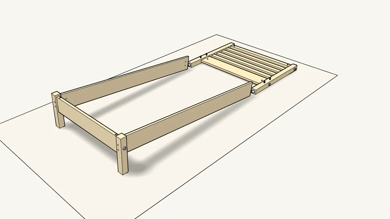 Step 9: Push both side rails onto the footboard dowels. — IKEA TARVA assembly