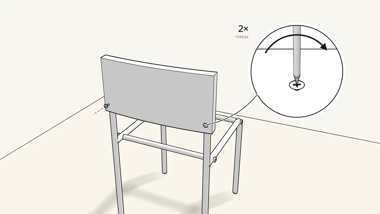 Step 8: Fix the backrest with 2 screws (109544) from behind. — IKEA TEODORES assembly