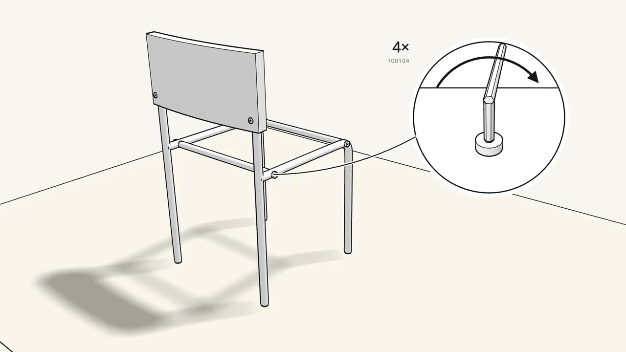 Step 9: Now tighten all 4 bolts with Allen key 100001. — IKEA TEODORES assembly