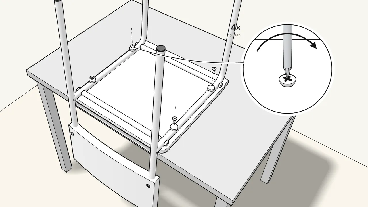 Step 13: Fit 4 plastic sleeves (139369) and 4 screws (121760). — IKEA TEODORES assembly