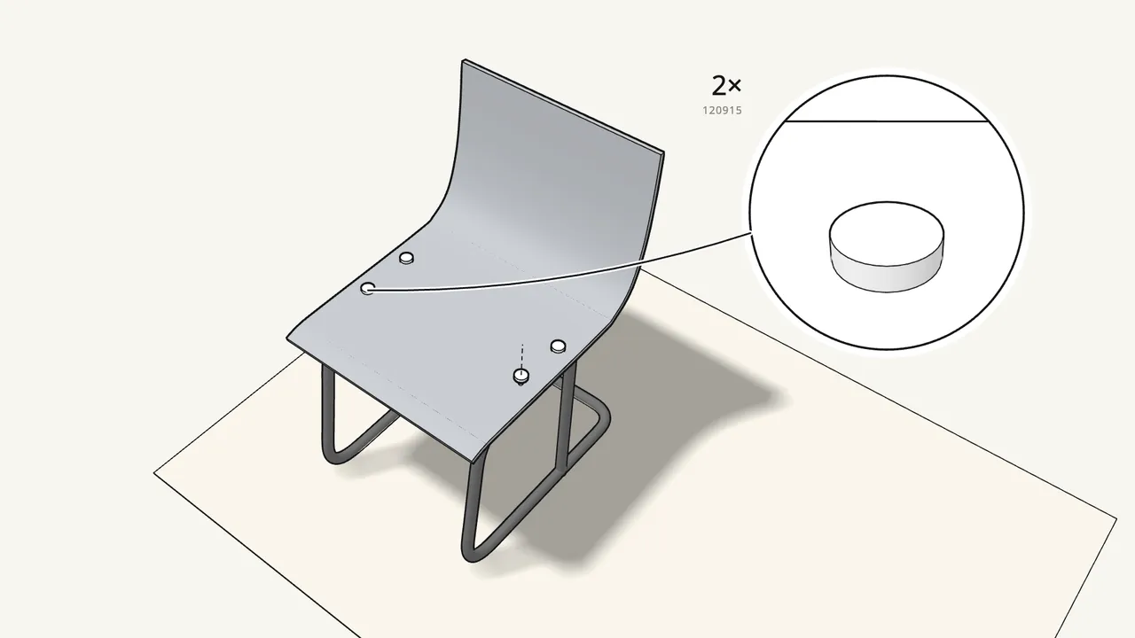 Step 6: Press the 2 caps 120915 into the front holes. — IKEA TOBIAS assembly