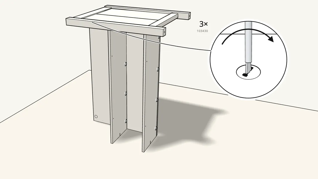 Step 8: Lock the end frame with 3 cam locks. — IKEA TORNVIKEN assembly