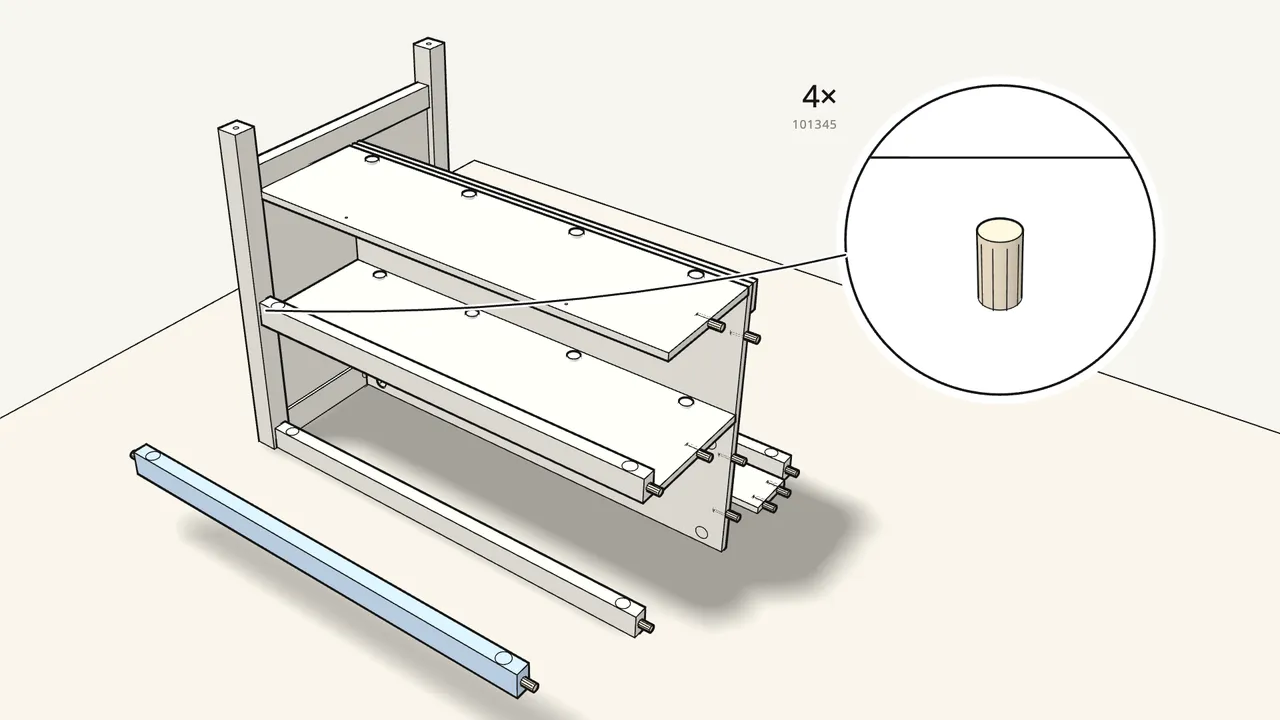 Step 18: Do the same with the two shelf rails. — IKEA TORNVIKEN assembly
