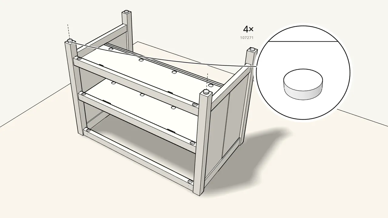 Step 24: Press the 4 glides into the ends of the legs. — IKEA TORNVIKEN assembly