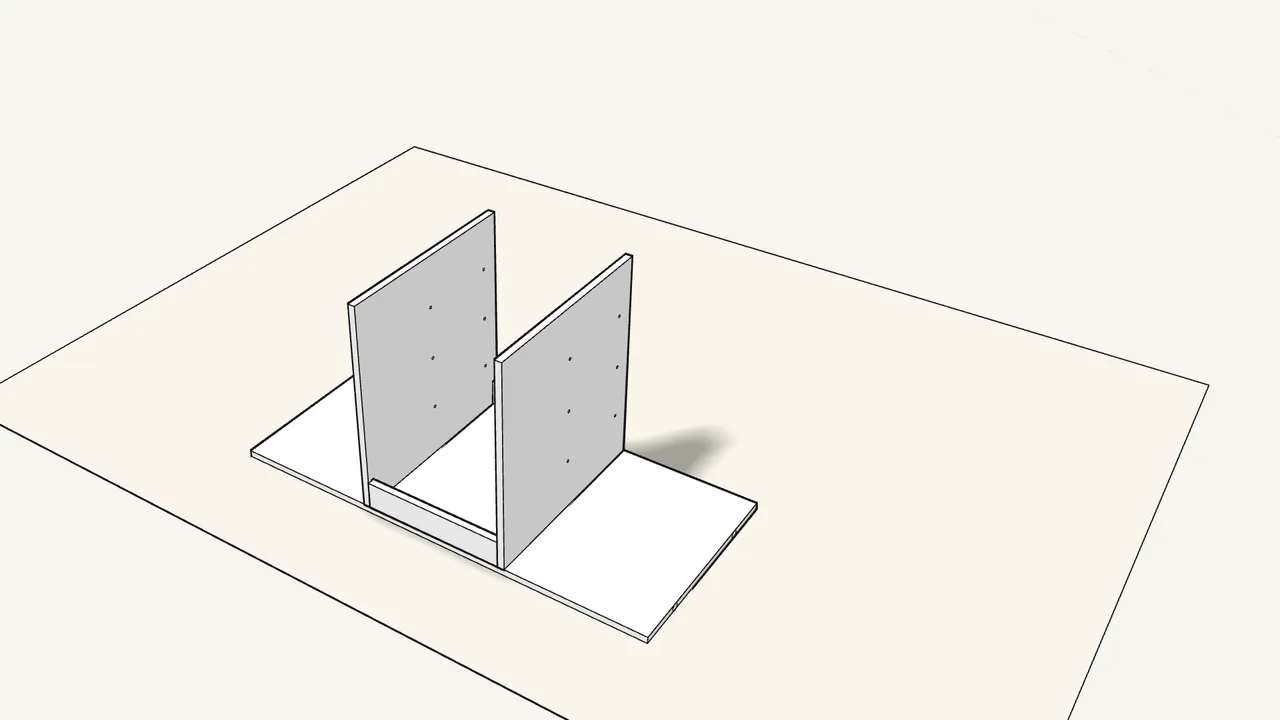 Step 4: Lower the dividers onto the dowels. — IKEA TROFAST assembly