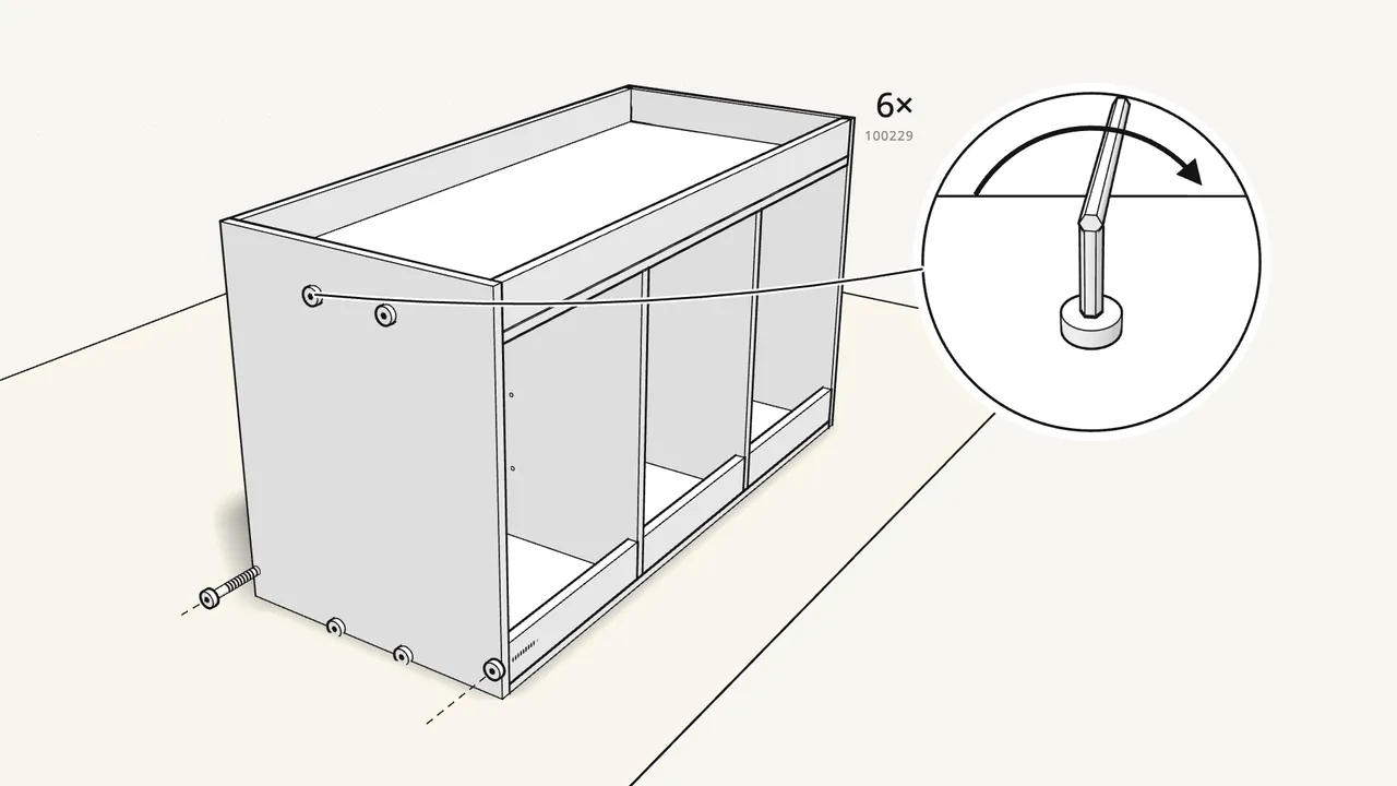 Step 12: Fix the second side with 6 screws (100229). — IKEA TROFAST assembly