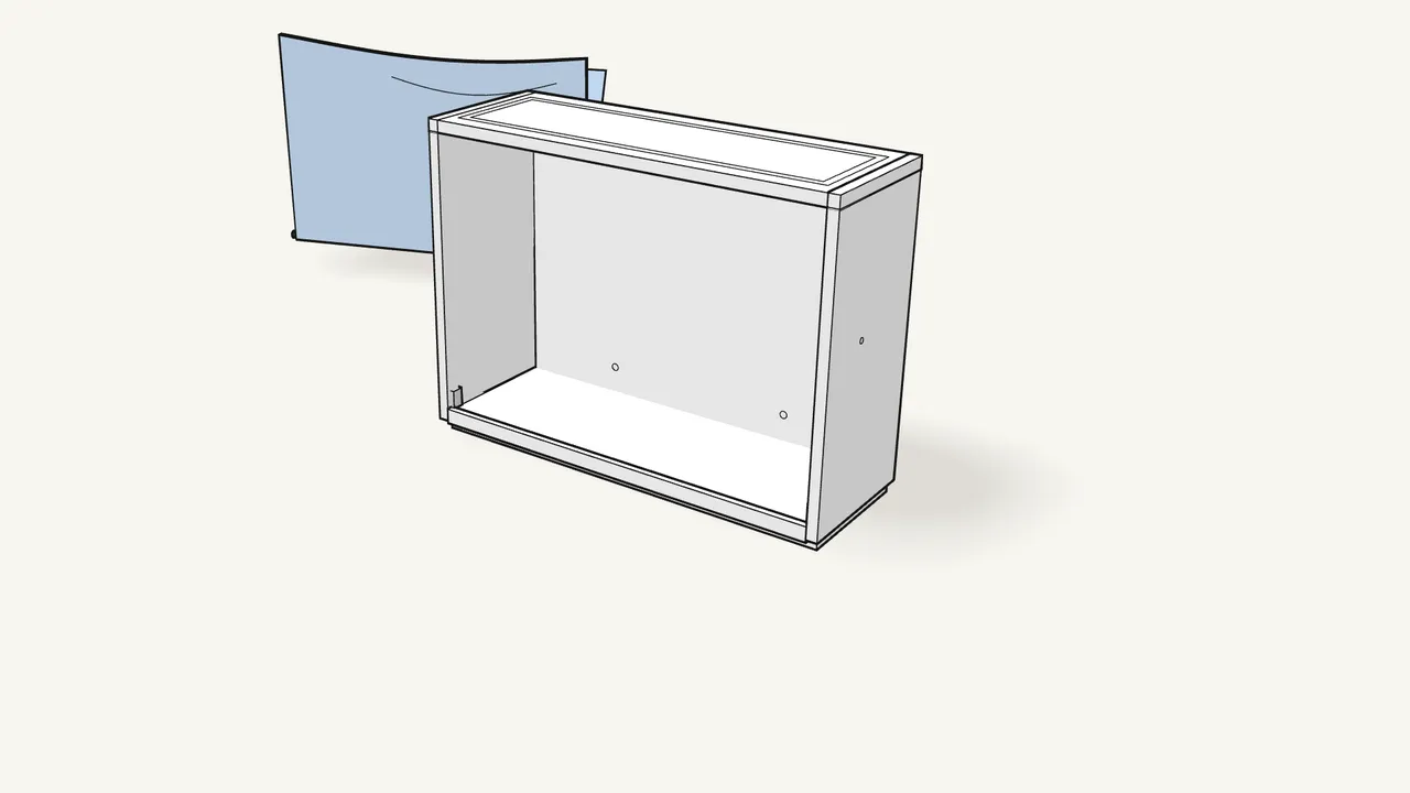 Step 1: Tilt the door open and lift it out of its hinges. — IKEA TRONES assembly