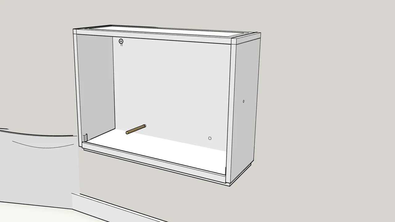 Step 4: Hang the cabinet on the screws and mark the 2 lower holes. — IKEA TRONES assembly