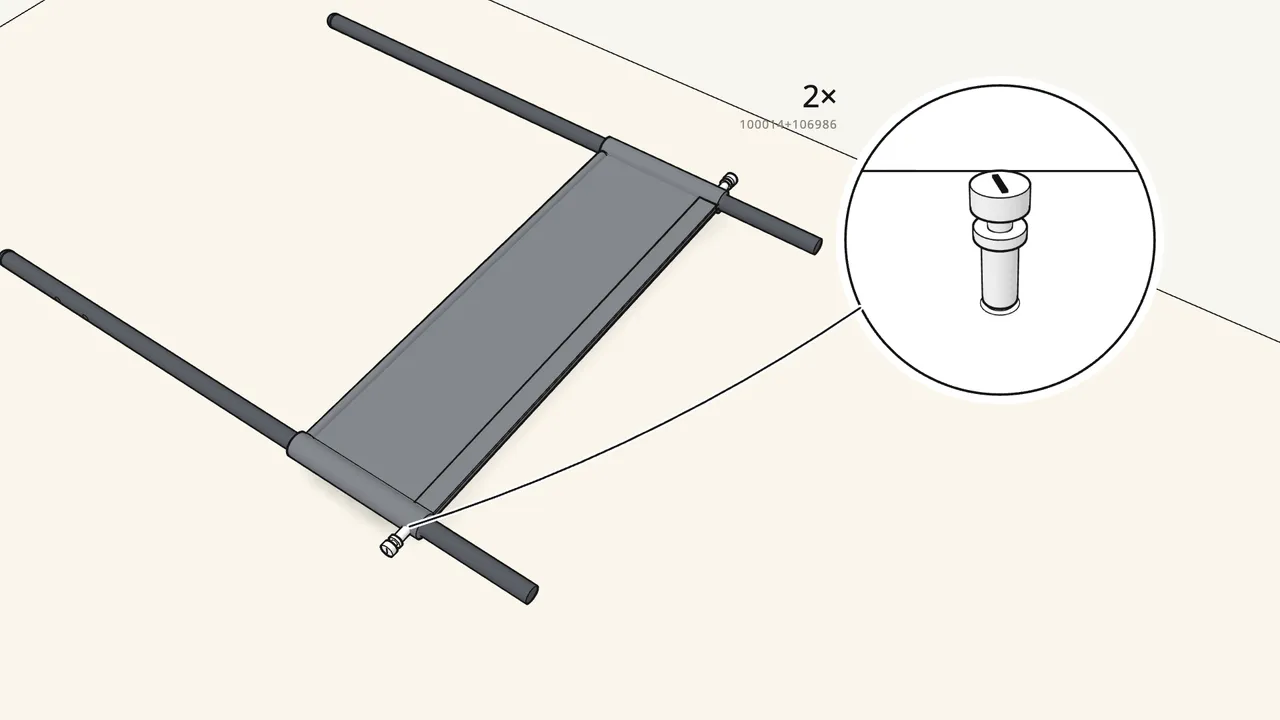 Step 3: Fix the flat bar to both posts with 2 connectors. — IKEA TUFFING assembly
