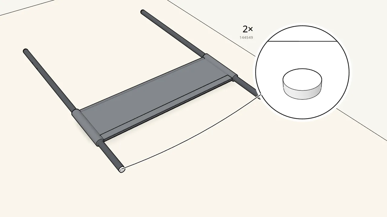 Step 4: Press 2 plugs (144549) into the bottom of the posts. — IKEA TUFFING assembly