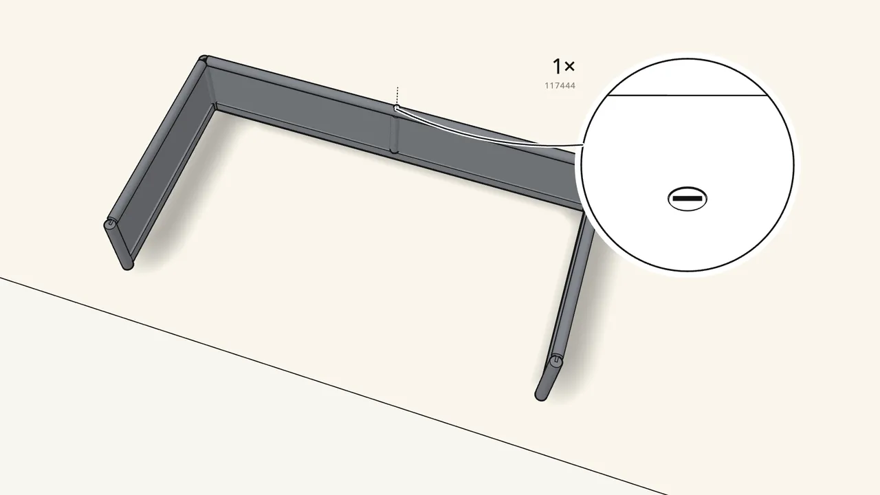 Step 10: Slide the top rail through the top hem and fix it to the post. — IKEA TUFFING assembly