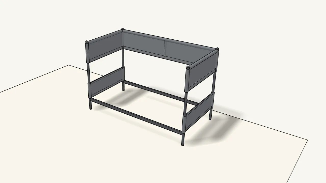 Step 11: Lift the fabric frame over the four posts and lower it down. — IKEA TUFFING assembly