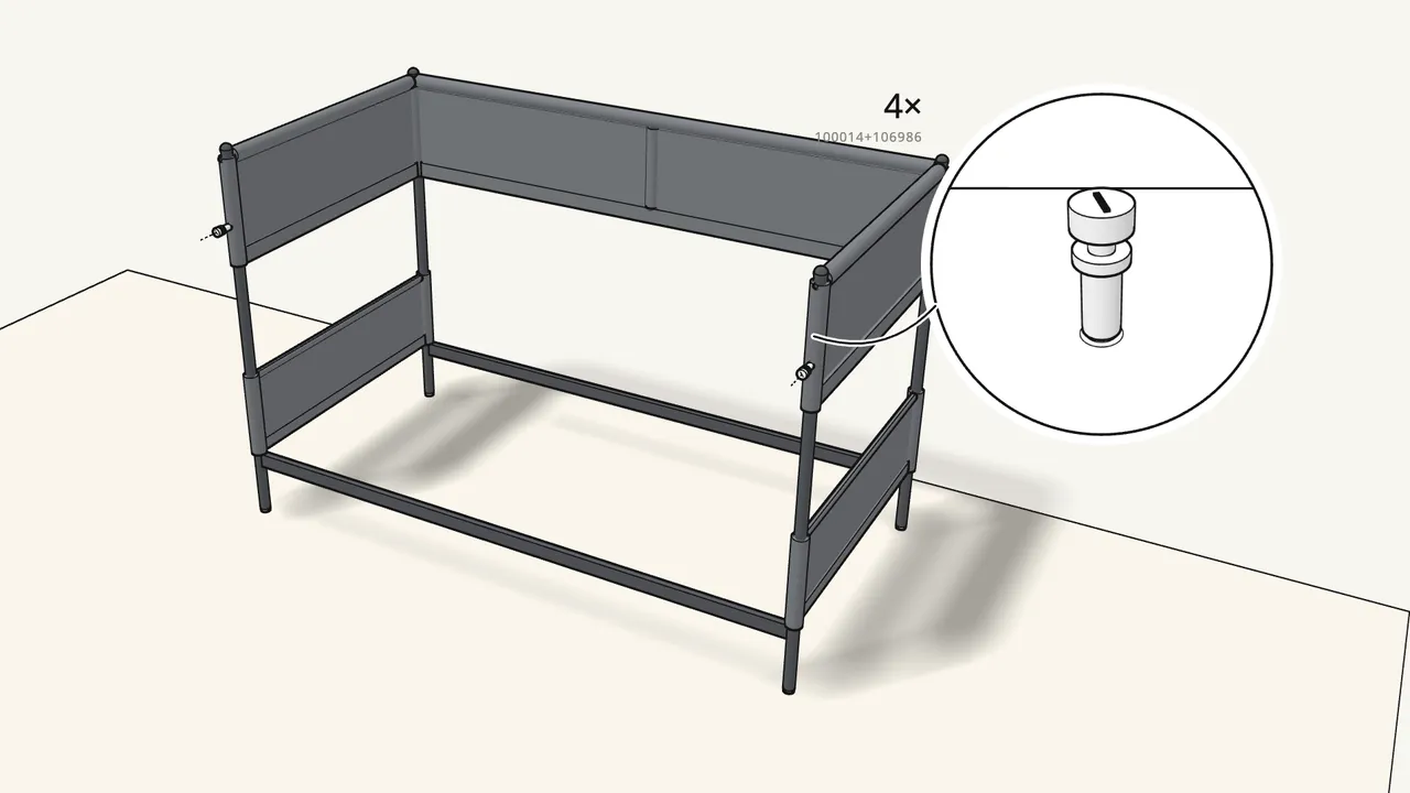 Step 13: Push a rod through the top hem of each end section. — IKEA TUFFING assembly