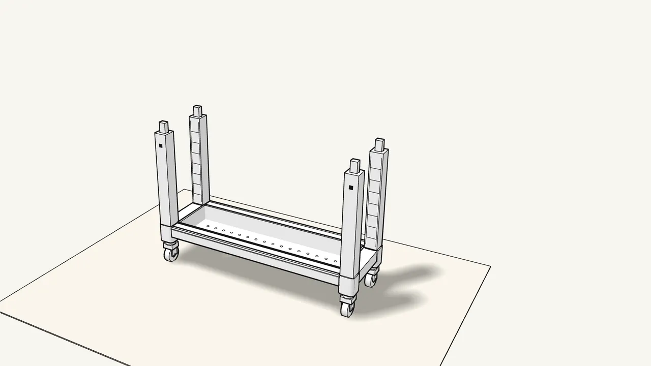 Step 4: Push 4 posts down into the corners of the bottom tray. — IKEA VESKEN assembly